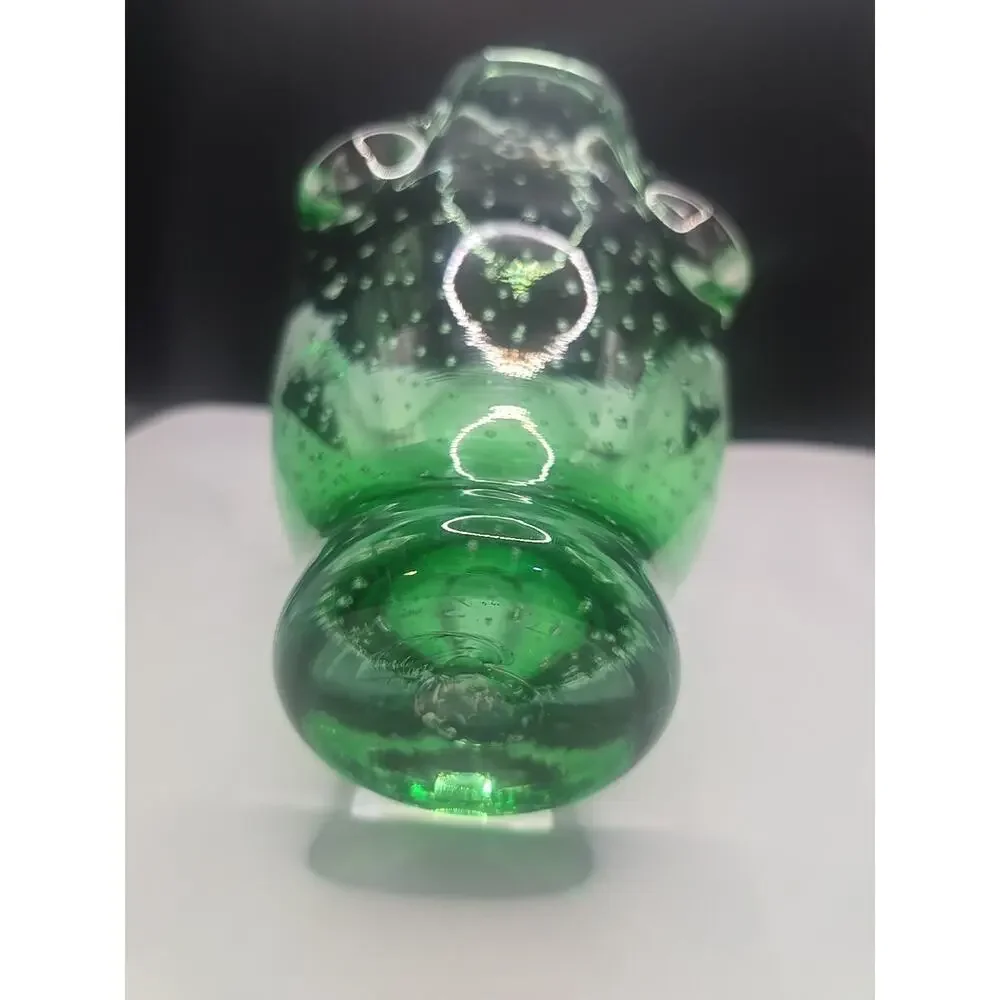 Murano Bubble Art 4 Finger‎ Swung Vase, Light Green